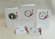 raspberry and chocolate floral ring wedding invitation