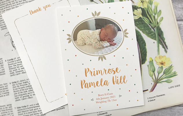 Baby Primrose's Thank You Cards