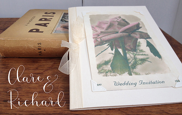 clare and richard bespoke design antique rose wedding invitations