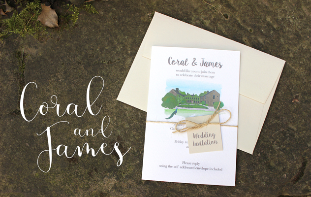Coral and James' Illustrated Wedding Invitations