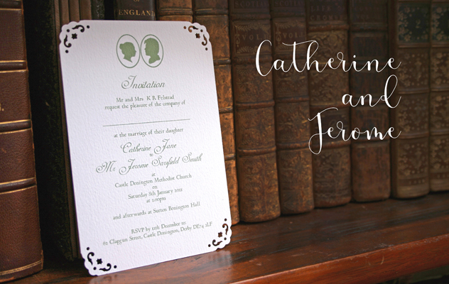 catherine and jerome vintage georgian style wedding stationery sage green