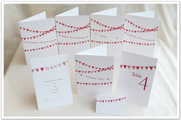 heart shaped bunting wedding stationery design spring summer wedding