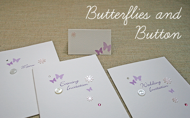 wedding stationery butterflies and button range