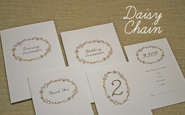 daisy chain pretty floral wedding stationery design spring wedding