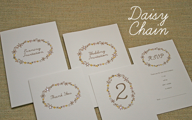 daisy chain pretty floral wedding stationery design spring wedding