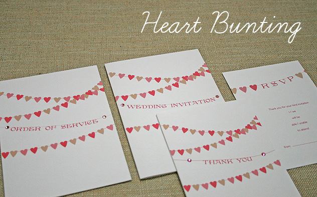 heart shaped bunting wedding stationery design spring summer wedding