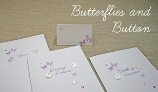 Butterflies and Button Wedding Invitations