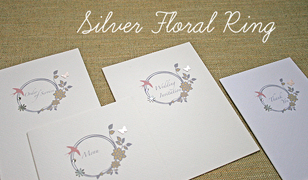 Silver Floral Ring Wedding Invitations