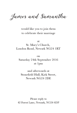 Correct wording for evening wedding invitations