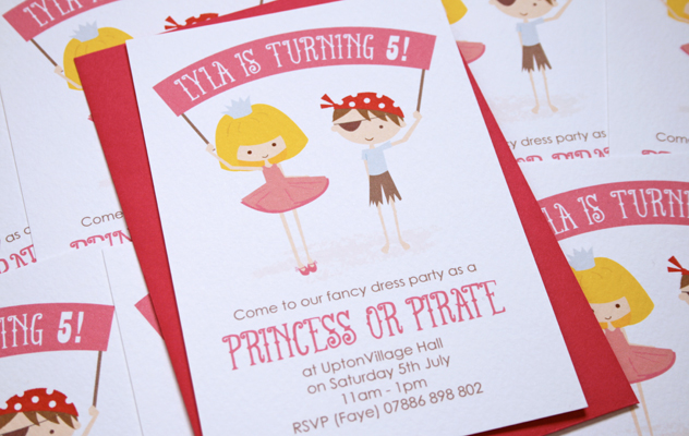 Lyla's Party Invitations Princess and Pirate