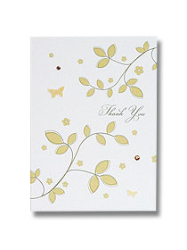 gold leaves wedding thank you card