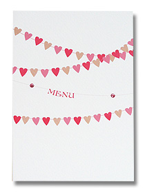 wedding menus summer buntign heart shaped