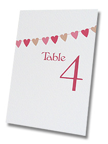 table number cards heart shaped bunting