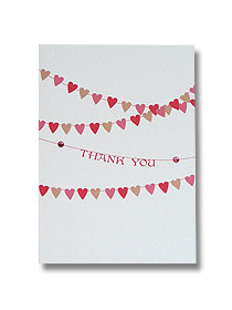 bunting thank you cards wedding hearts