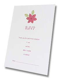 pink flowers rsvp card wedding stationery