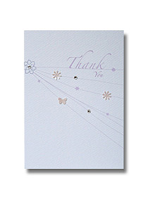 confetti veil thank you card delicate pastel design