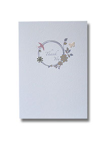 silver floral ring thank you card vintage antique style wedding stationery