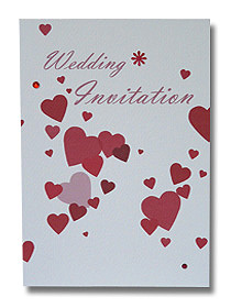 lovehearts wedding invitation red confetti design