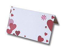 lovehearts place card red confetti design