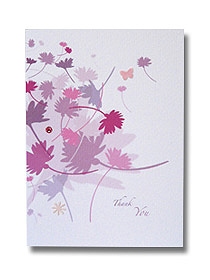 flowing flowers thank you card colourful floral design