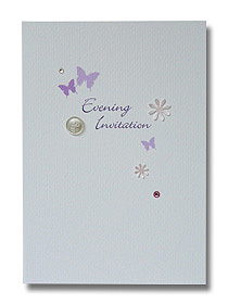 butterfly and button evening invitation purple butterflies