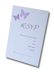 butterfly and button rsvp postcard purple butterflies