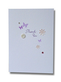 butterfly and button thank you card purple butterflies