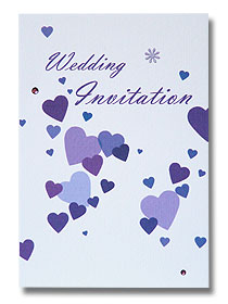 lovehearts wedding invitation purple confetti design