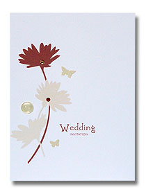 cream and red summer daisies wedding invitation pretty floral design