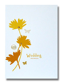 summer daisies wedding invitation pretty floral design yellow and orange