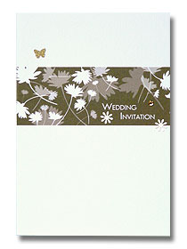 wedding band wedding invitation contemporary floral print chocolate brown