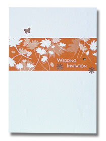 wedding band wedding invitation contemporary floral print orabge autumnal colours